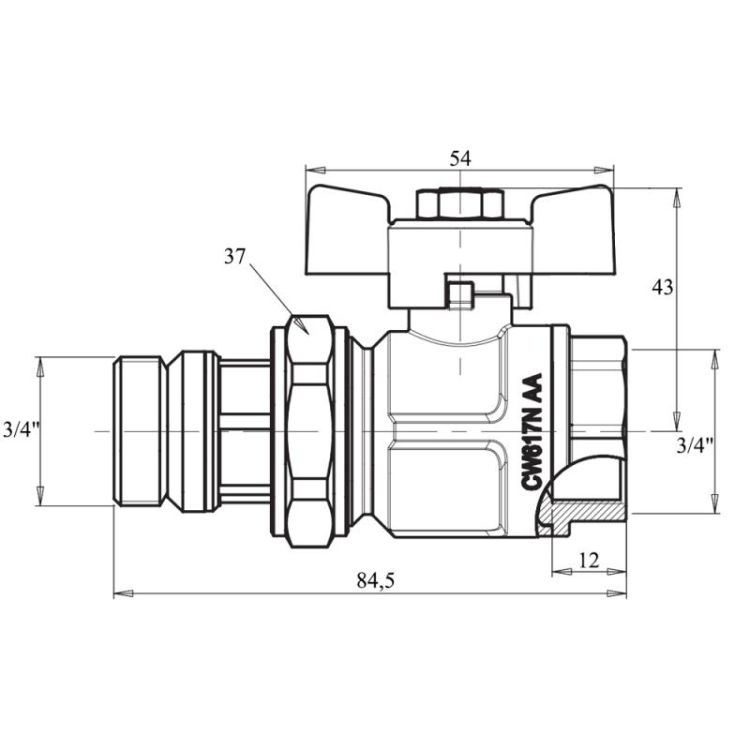 Кран кульовий &amp;quot;Американка&amp;quot; Icma 3/4&amp;quot; з антипротечкой прямої №348 - 2