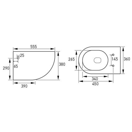AMADEUS Rectangular унітаз 56*36*40см підвісний безободковый, сидіння тверде Slim slow-closing - 2