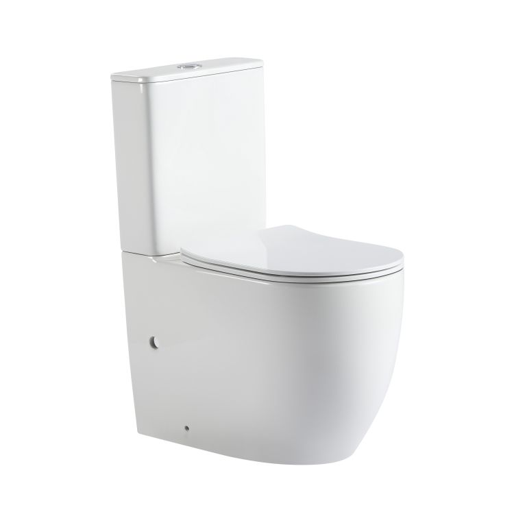Унітаз підлоговий Qtap Robin New Ultra Quiet безобідковий з сидінням Soft-close WHITE QT13226083AW - 1
