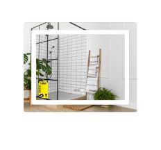Дзеркало Lidz Kubis (KU2) 800х600 з годинником, з LED-підсвічуванням Touch, з антизапотіванням, з димером, рег. яскравості LDKU800600CL48281