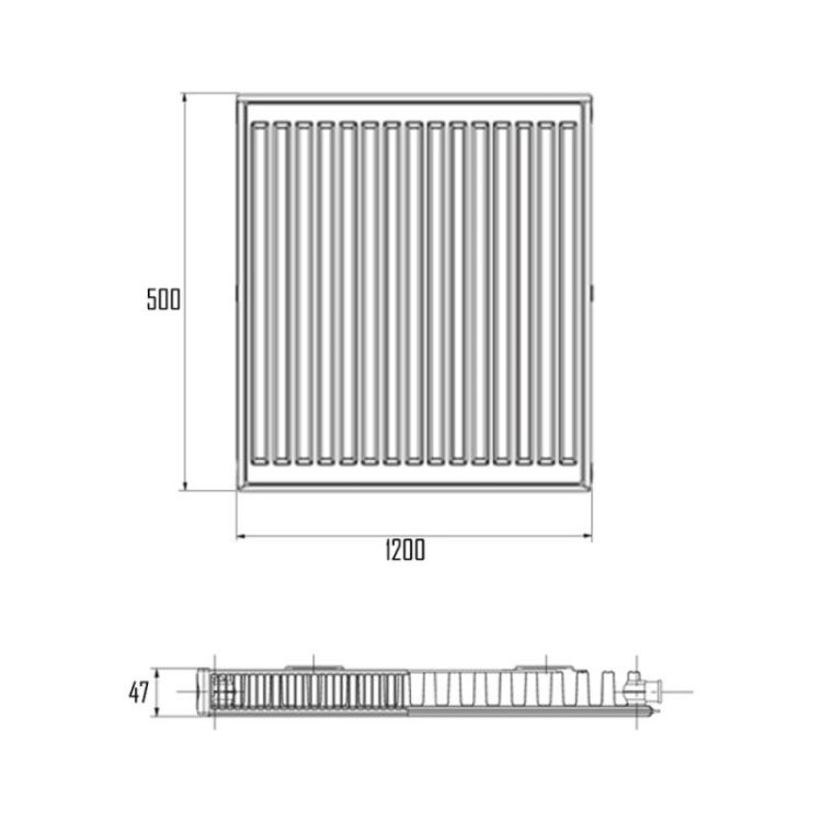 Радиатор стальной Imas 11-К 500х1200 боковое подключение - 2