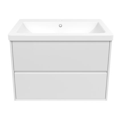 LASKA комплект мебели 80см, белый: тумба подвесная, 2 ящика + умывальник накладной арт i3217(2) - 2