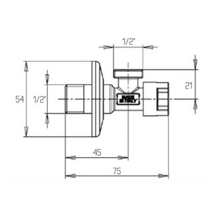 Кран приладовий буксовый Icma 1/2&amp;quot;х1/2&amp;quot; кутовий №519 - 2