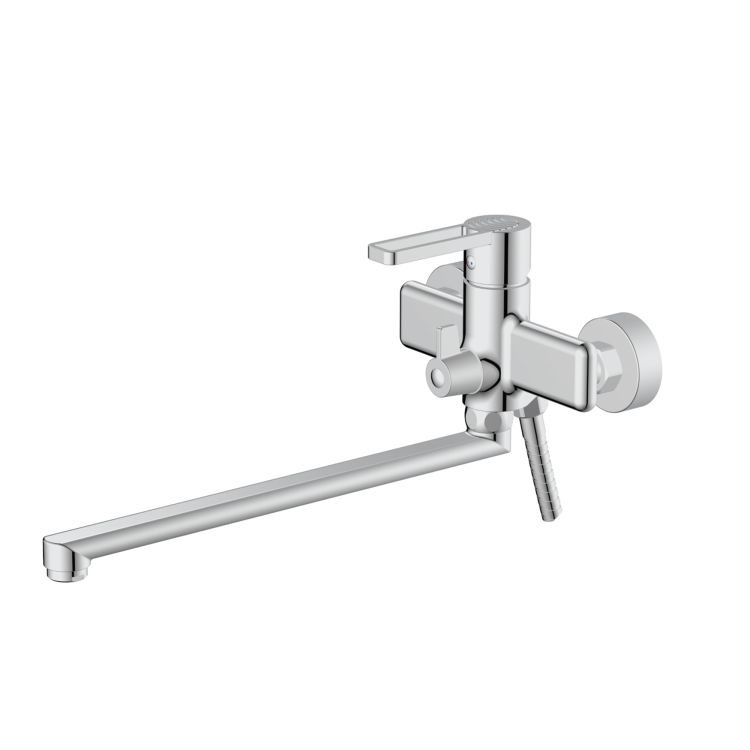 Смеситель для ванны Taurus с длинным поворотным изливом (с душевым гарнитуром) QTTAU260CRM45663 Chrome Qtap - 1