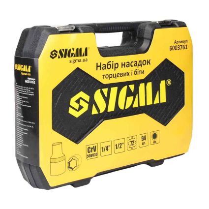 Набір насадок торцевих і біт 1/4&amp;quot;, 1/2&amp;quot; 94шт CrV mid Sigma (6003761) - 4