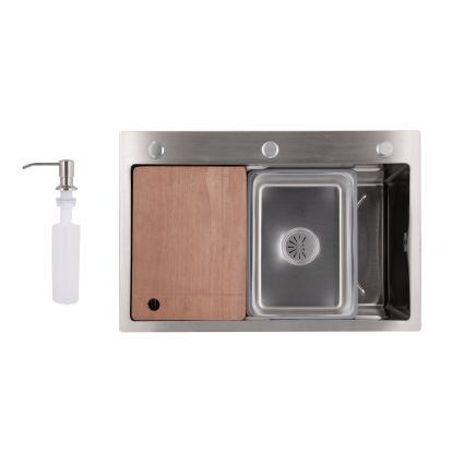 Мийка для кухні інтегрована Lidz Handmade H6845 Brushed Steel 3,0/1,0 мм LDH6845BRU49455 - 1