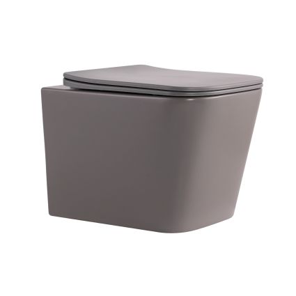 Унітаз підвісний Qtap Tern Ultra Quiet 520×345×325 мм, Stone grey, з сидінням Slim Duroplast / Soft-close / Quick Release QTTER26SG49000 - 1