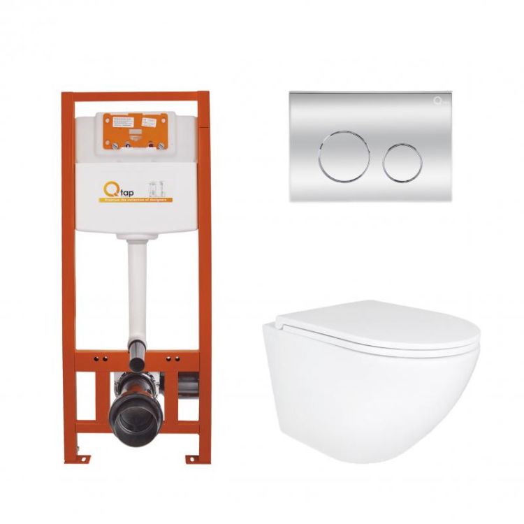 Комплект Robin Ultra Quiet унитаз QT1333046EUQW+инсталляция Nest 4 в 1 (круглая кл. Chrome) Q-tap - 1