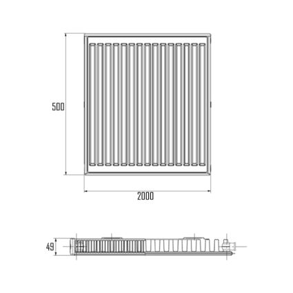 Радиатор стальной Aquatronic 11-К 500х2000 боковое подключение - 2