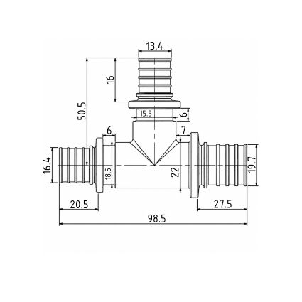 Трійник натяжний Icma №1039 d25х16х20 851039GXBOGW05 - 2
