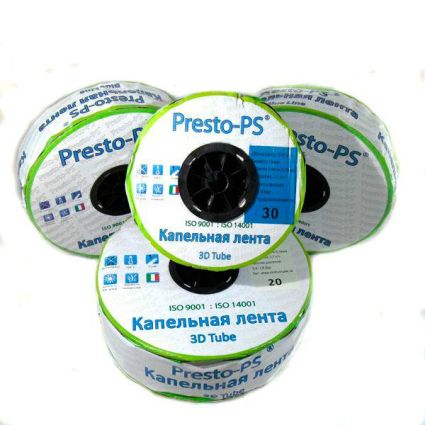 Капельная лента Presto-PS эмиттерная 3D Tube капельницы через 15 см расход 2.7 л/ч, длина 1000 м (3D-15-1000) - 2