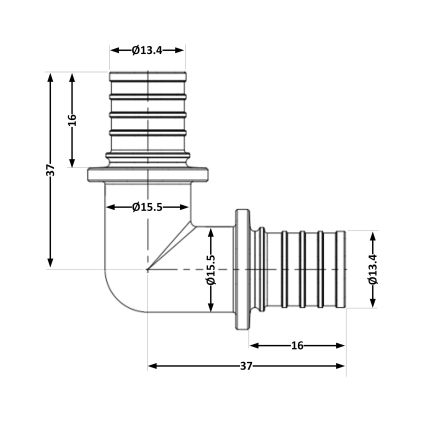 Кут натяжний Icma №1035 d16х2,2 851035BO05 - 2