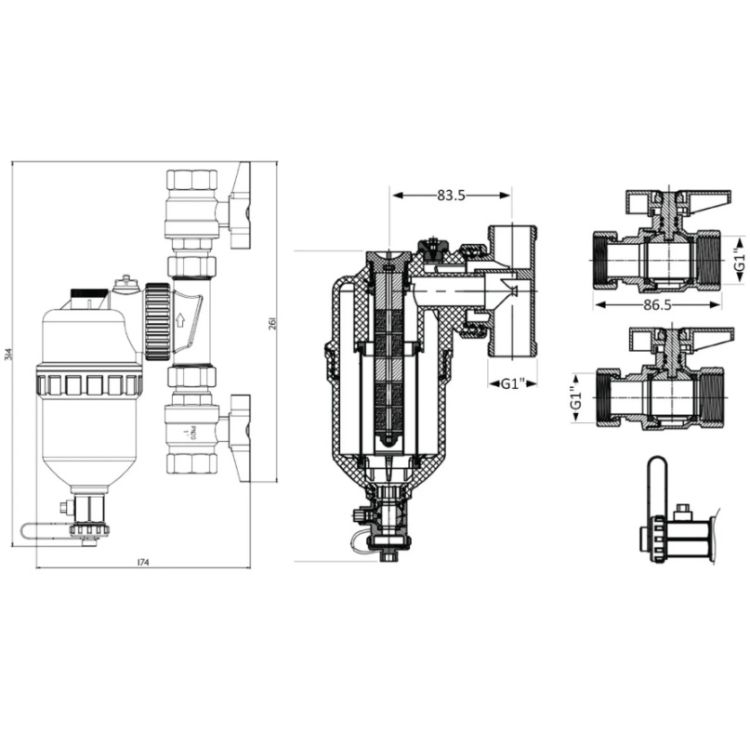 Фільтр-дешламатор 1&amp;quot; з магнітом, поворотний Forte TAF400G25 Thermo Alliance - 2