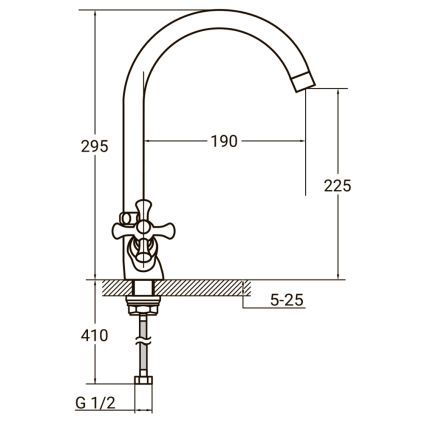 Смеситель PL 1/2&amp;quot; для кухни гусак высокий ухо на гайке AQUATICA (PL-4B455C) - 2