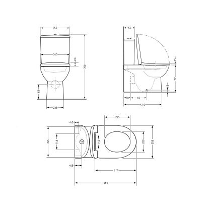 Унитаз напольный Qtap Presto безобідковий з сідінням Soft-close QTPRE27W51022 - 2