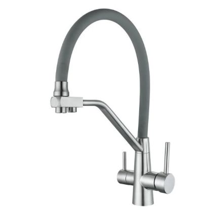 Смеситель д/кухонной мойки Aria 020F3 гибкое излияние LDARI020F3GNK39211 подкл. - 1