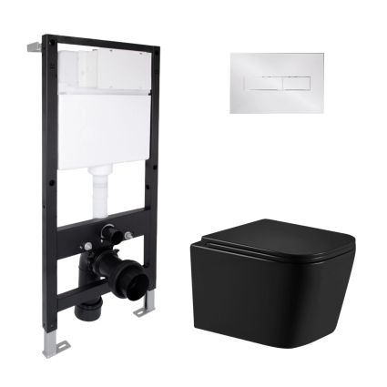 Готове рішення Qtap для ванної кімнати: підвісний унітаз Crow Ultra Quiet 485x340x290 + комплект інсталяції Standard (лінійна клавіша Chrome) - 1