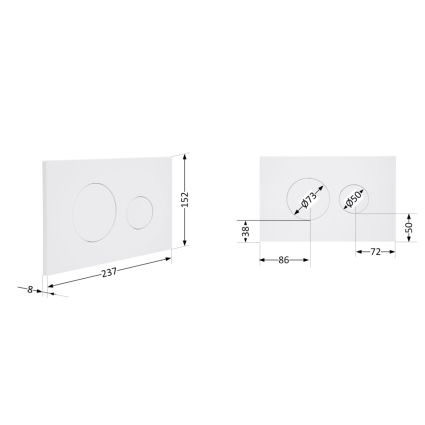 Клавіша змиву Qtap Standard 152x236x28 мм, White, кругла QTSTD164W49468 - 2