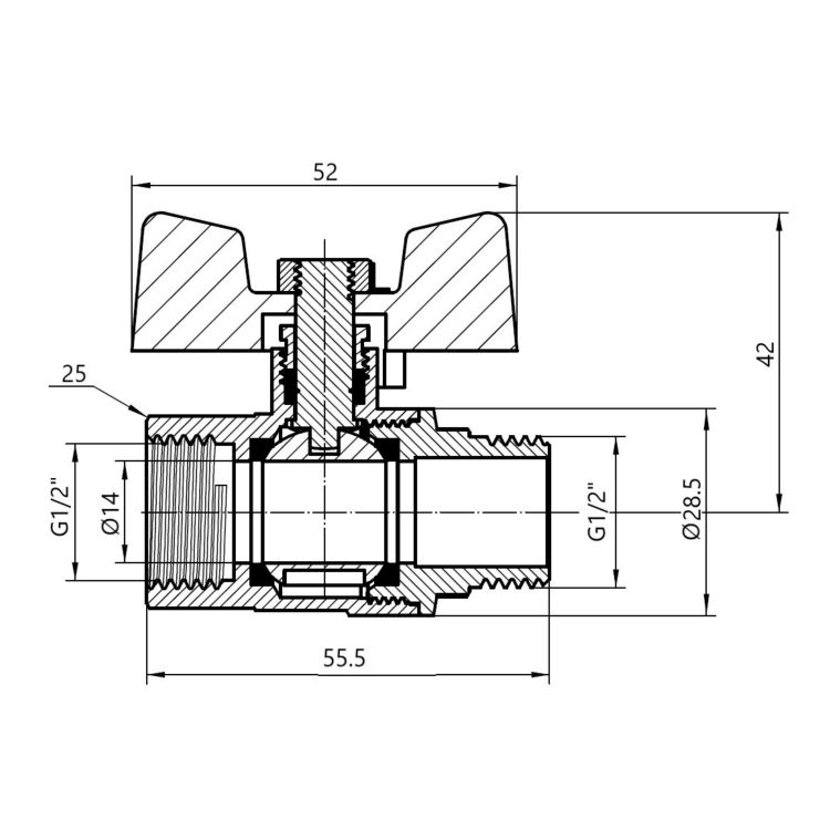 Кран шаровой SD Plus 1/2&amp;quot; ВН газ PN40 - 2