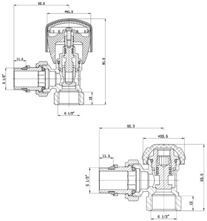 Комплект кранов д/советов. угловых 1/2&amp;quot; Standart TAS232W15 Thermo Alliance - 3