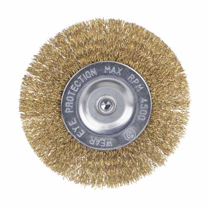 Щетка проволочная дискообразная Ø100мм хвостовик Ø6мм (латунированная) Sigma (9013101) - 2
