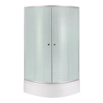 Душова кабіна Latwa SC90x90.SAT.MID.FR полукругла, скло Frost 4 мм + Душовий піддон KAPIELKA ST90x90x26, з панеллю Lidz - 1