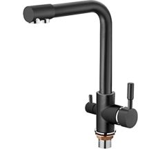 Zerix LR4055B-3 Змішувач для кухні з підключенням до фільтру, чорний матовий