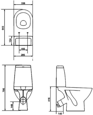 Унитаз-компакт МЕРИДА 487 031 3/6 н.п.косый сиденье медленно падающее полипропилен K03-037 Cersanit - 2