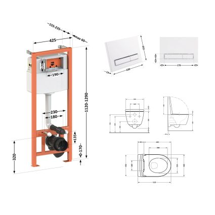 Комплект: Qtap Scorpio Ultra Quiet унітаз підвісний QT1433053EUQW + Nest комплект інсталяції 4в1 (лі - 2