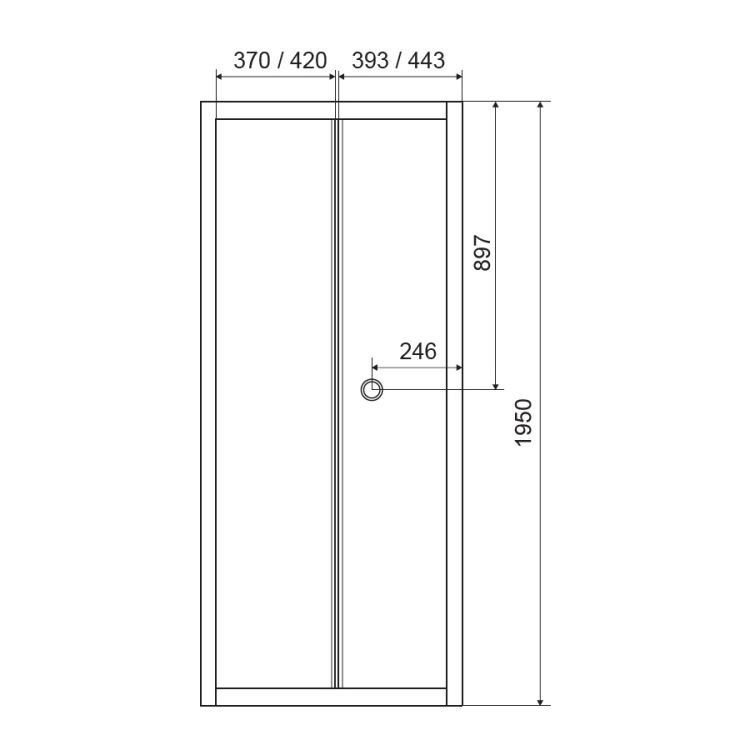 Дверь bifold 80*195, профиль хром, стекло прозрачное 5 мм - 2