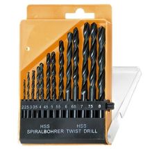 Набір свердел по металу, 2-8 мм (через 0,5 мм), HSS, 13 шт. циліндричний хвостовик 723355