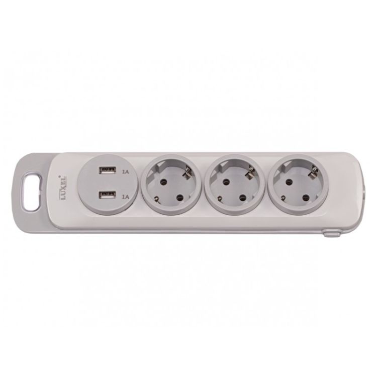 Л 4331 Колодка третью с/з с кнопкой + USB LUXEL NOTA - 1