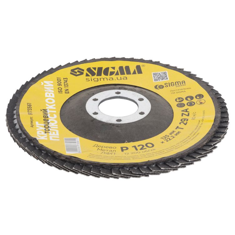 Круг лепестковый торцевой Т29 (конический) ZA Ø125мм P120 Sigma (9173561) - 3