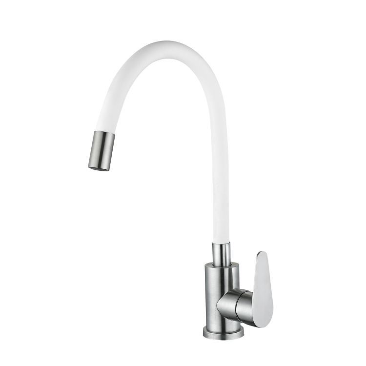 Змішувач для кухні Lidz Vida 04R-WFS, U-подібний гнучкий White (k35) - 1