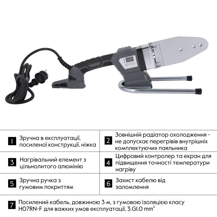 Паяльник для пластикових труб Thermo Alliance PRO-102 Ø20-63 (автоматичний з дісплеєм, 800W) - 4