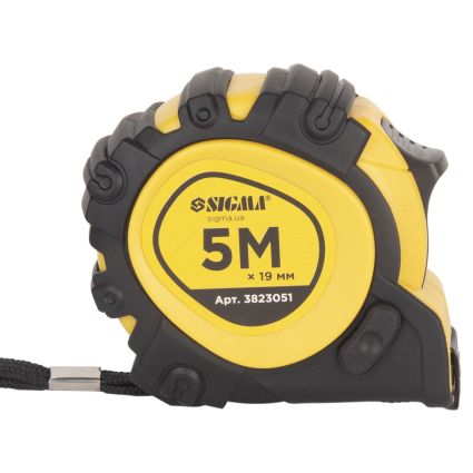 Рулетка магнітна фіксатор+гальма 5м*19мм Sigma (3823051) - 3
