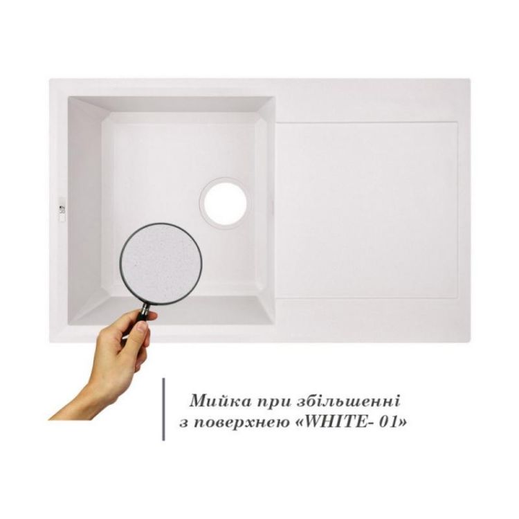 Кухонна мийка Lidz 790x495/230 WHI-01 (LIDZWHI01790495230) - 3