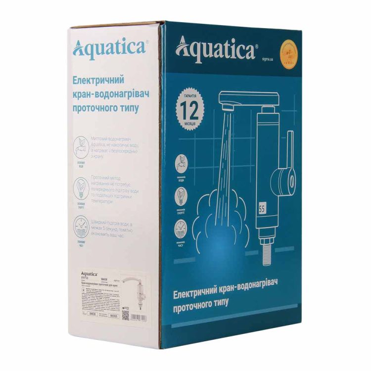 Кран-водонагрівач проточний NZ 3.0 кВт 0.4-5бар для кухні гусак Прямий на гайці AQUATICA (NZ-6B212W) - 5