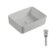 Раковина накладна Qtap Tern 480x370x135 мм, Stone grey, прямокутна, з донним клапаном QT17116069SG