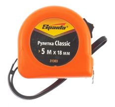Рулетка Classic, 5 м х 18 мм, пластиковый корпус SPARTA 31303