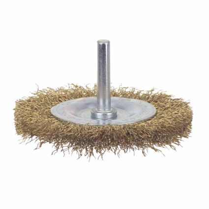 Щетка проволочная дискообразная Ø75мм хвостовик Ø6мм (латунированная) Sigma (9013071) - 1