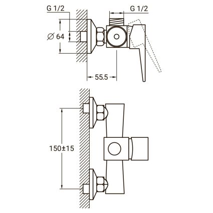 Смеситель HK Ø35 для душа AQUATICA (HK-1D130C) - 2