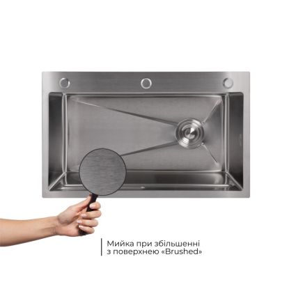 Акційний набір Lidz: мийка H7545 Brushed 3,0/1,0 мм + Змішувач Aria для кухні з гнучким виливом (k35) Grey - 5