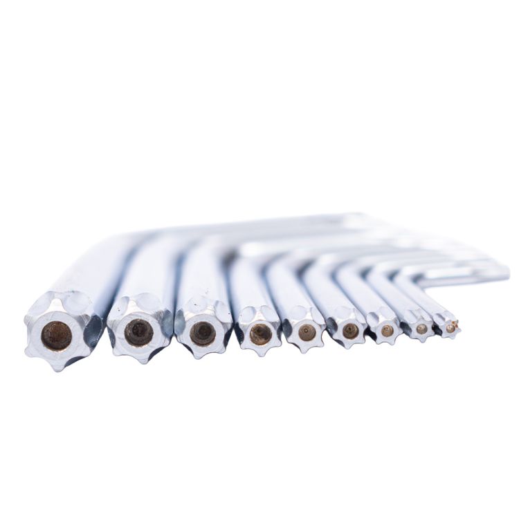 Ключі TORX 9шт T10-Т50мм CrV (короткі з отворами діаметром) Grad (4022275) - 4