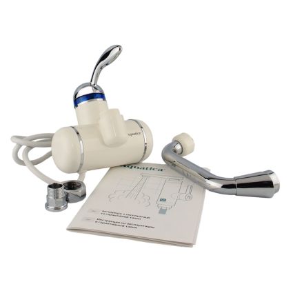 Кран-водонагрівач проточний LZ 3.0 кВт 0,4-5бар для раковини гусак вигнутий довгий настінний AQUATICA (LZ-6A211W) - 3