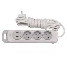 Л 4333 Удлинитель 3-й/3м с/з с кнопкой + USB LUXEL NOTA