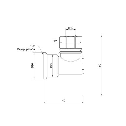 Колено металлопл настенное16х1/2&amp;quot; ВР монтажн. SD162W1615 - 2