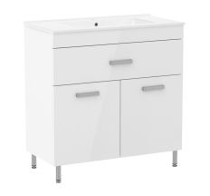 VELUM комплект мебели 80см, белый: тумба напольная, 1 ящик, 2 дверцы + умывальник накладной арт RZJ815