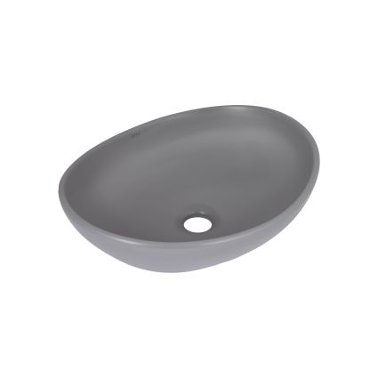 Раковина накладна Qtap Dove 415x340x140 мм, Stone grey, овальна, з донним клапаном QTDOV188SG49783 - 1