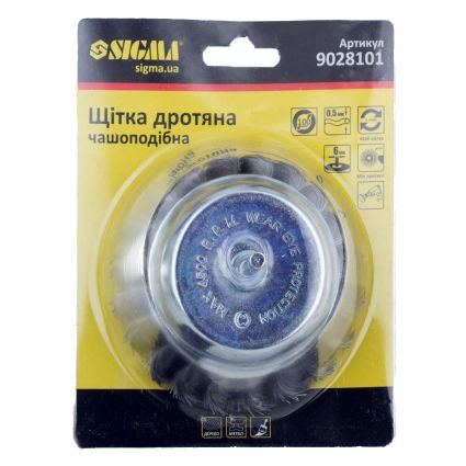 Щітка дротяна чашевидних Ø100мм хвостовик О6мм (сталевий витий) Sigma (9028101) - 6